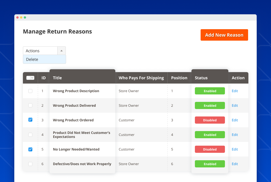 rma return reasons