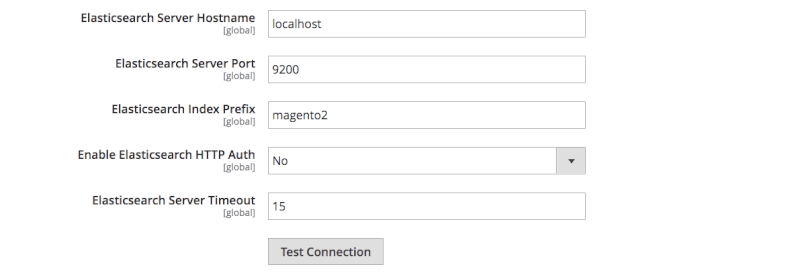 catalog search connection settings