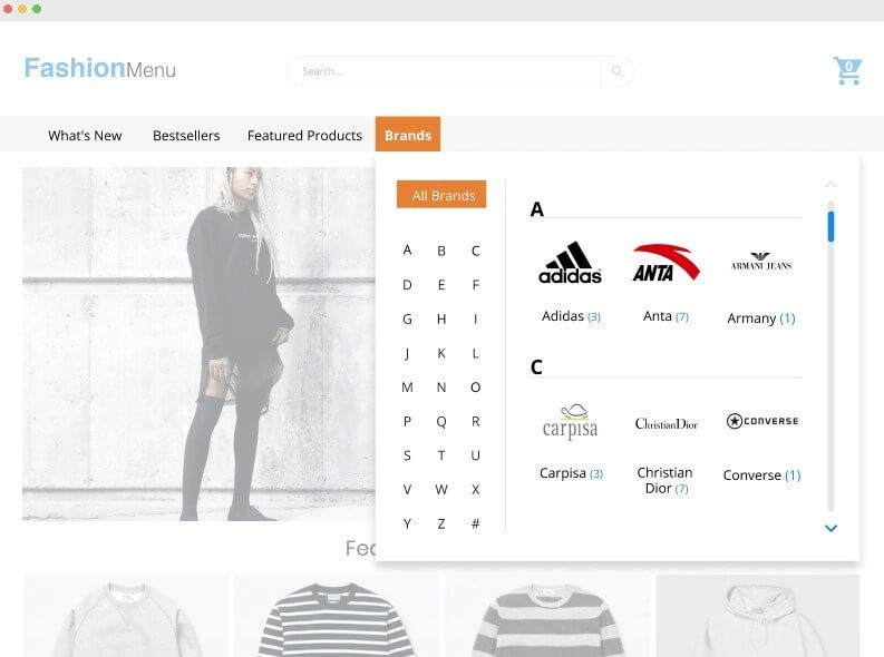 brands dropdown